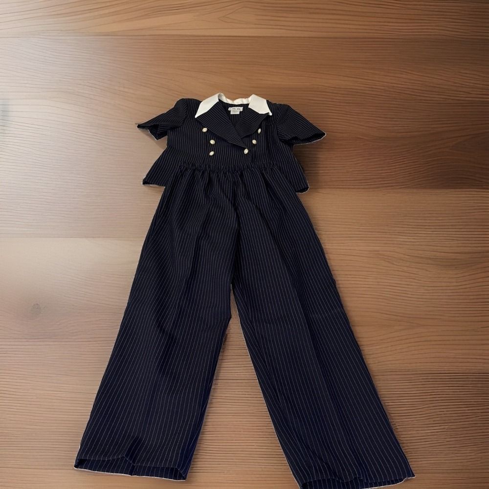 I.S.B. Inc Navy Pinstripe 2 Pc Pants 14P Double Breasted Top Trousers Sailor
